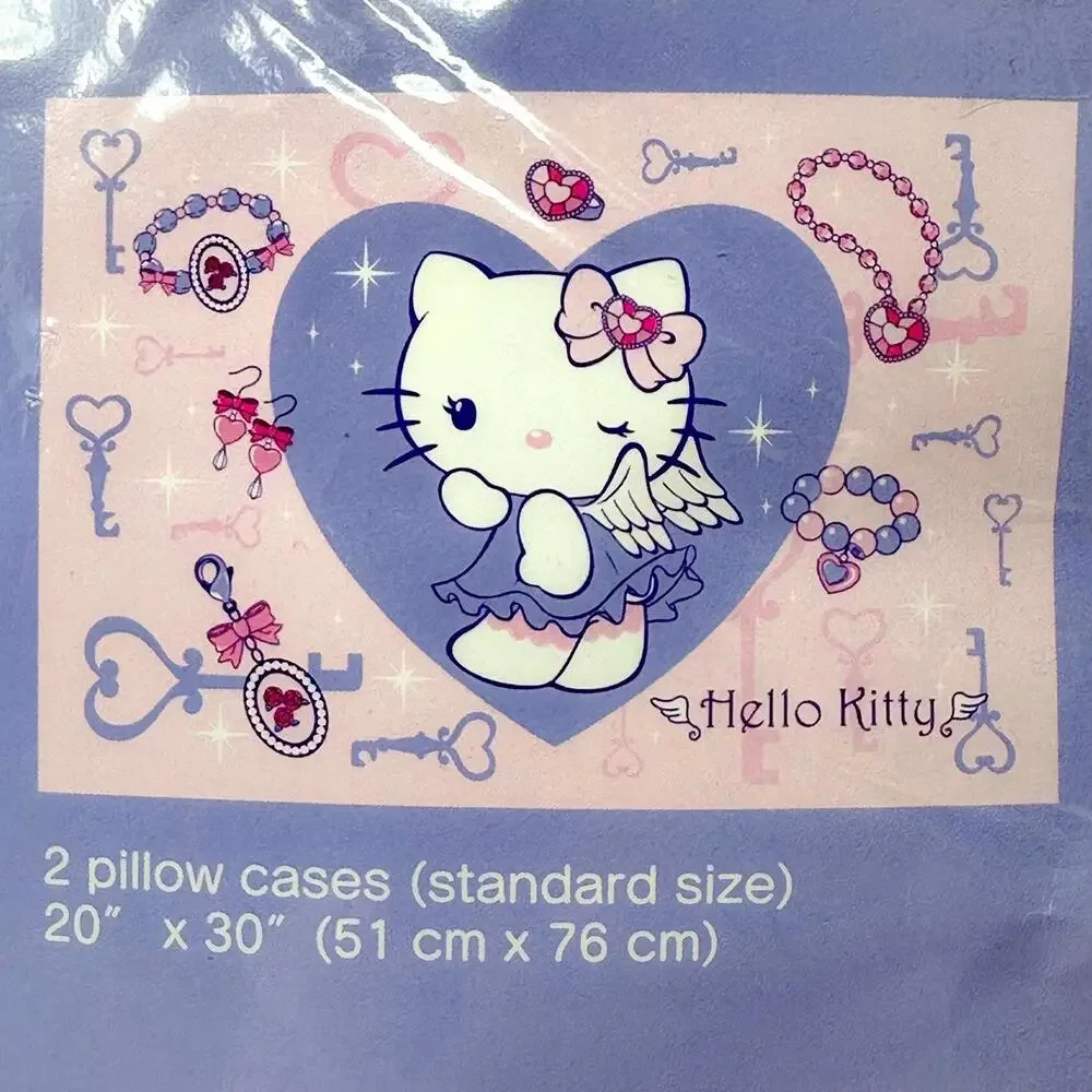 Sanrio Hello Kitty Sheet Set Pink Purple Twin Bedding 2007 Pillowcase Cat‎ Angel